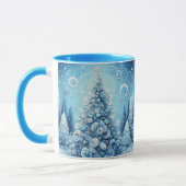 Mug Arbre de Noël impressionniste Whimsical Bleu (Gauche)