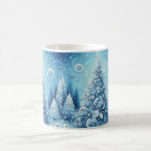 Mug Arbre de Noël impressionniste Whimsical Bleu (Centre)