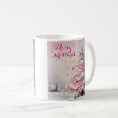 Mug Arbre de Noël impressionniste Whimsical rose (Devant droit)