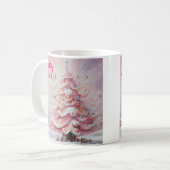 Mug Arbre de Noël impressionniste Whimsical rose (Devant gauche)