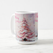 Mug Arbre de Noël impressionniste Whimsical rose (Devant gauche)
