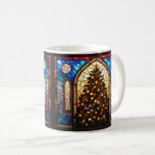 Mug Arbre de Noël joli de style vitrail  (Devant droit)