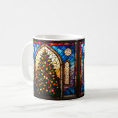 Mug Arbre de Noël joli de style vitrail  (Devant gauche)