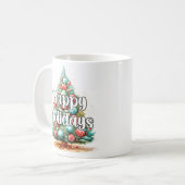 Mug Arbre de Noël Joyeuses Fêtes Festif (Devant gauche)