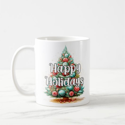 Mug Arbre de Noël Joyeuses Fêtes Festif (Gauche)