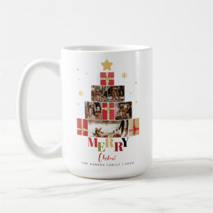 Mug Arbre de Noël joyeux Collage de photos de famille