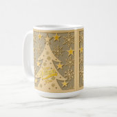 Mug Arbre de Noël joyeux, silhouettes de flocon de nei (Devant gauche)