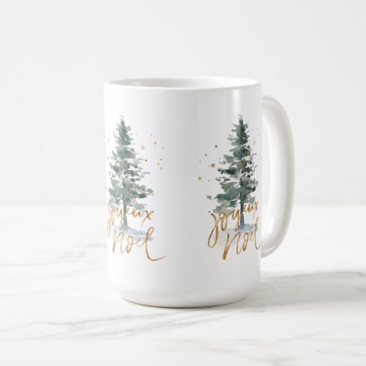 Mug Arbre de Noël Joyous Noel or typographie (Devant droit)