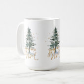 Mug Arbre de Noël Joyous Noel or typographie (Devant gauche)