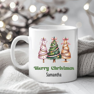 Mug Arbre de Noël léopard personnalisé par un designer