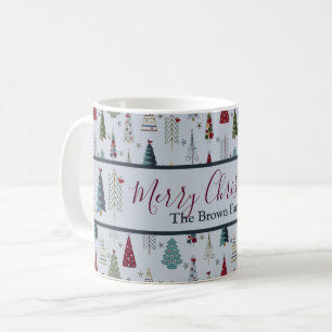 Mug Arbre de Noël minimaliste moderne Motif bleu rouge