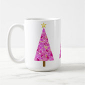 Mug Arbre de Noël moderne à fleurs magenta (Gauche)