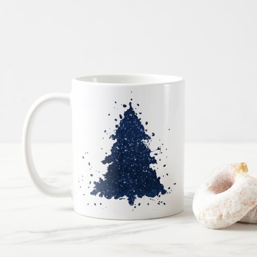 Mug Arbre de Noël Moody | Classy Dark Navy Bleu (Avec donut)