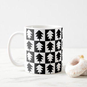 Mug Arbre de Noël noir et blanc Arbre de Noël
