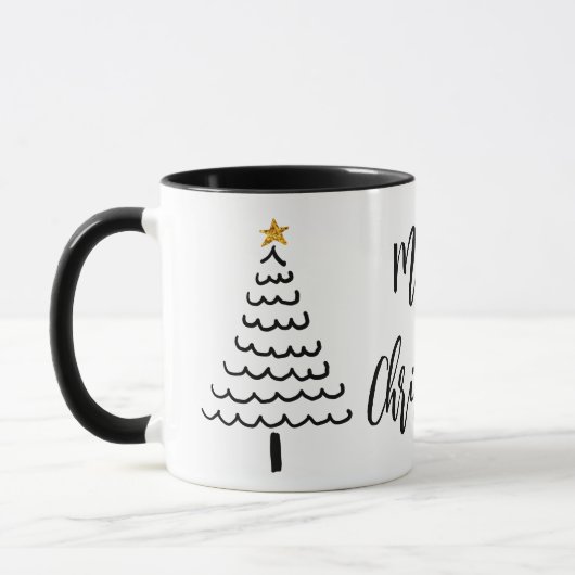 Mug Arbre de Noël Noir Et Blanc Moderne (Gauche)