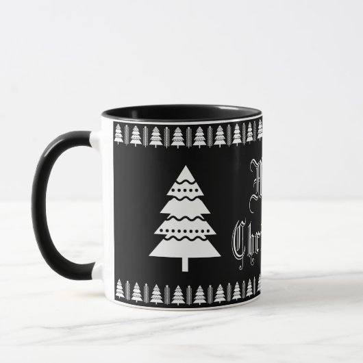Mug Arbre de Noël noir et blanc moderne (Gauche)