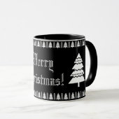 Mug Arbre de Noël noir et blanc moderne (Devant droit)