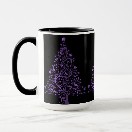 Mug Arbre de Noël Noir Métallurgique Violet Élégant br (Gauche)
