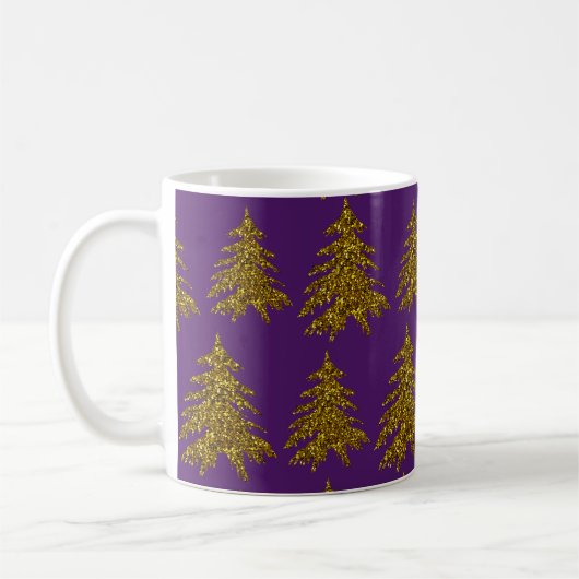 Mug Arbre de Noël parties scintillant or sur arrière - (Gauche)