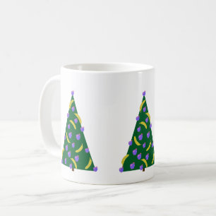 Mug Arbre de Noël Pop Art avec pommes et bananes