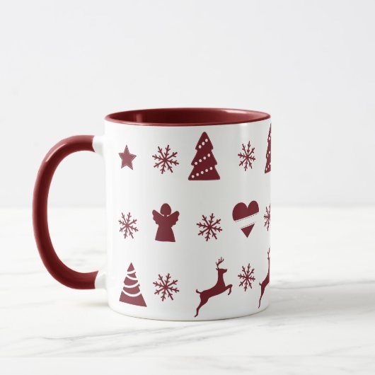 Mug Arbre de Noël, rennes, anges et neige (Gauche)