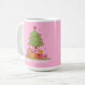 Mug Arbre de Noël rétro rose (Devant gauche)