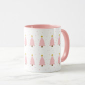 Mug Arbre de Noël rose moderne, Motif Gold Star (Devant droit)