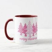 Mug Arbre de Noël rose moderne Nom Motif Café (Gauche)
