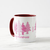 Mug Arbre de Noël rose moderne Nom Motif Café (Devant gauche)