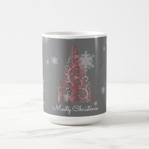 Mug Arbre de Noël rouge et flocons de neige