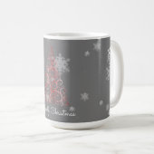 Mug Arbre de Noël rouge et flocons de neige (Devant droit)