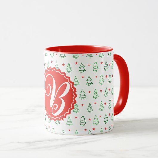 Mug Arbre de Noël rouge et vert (Devant droit)