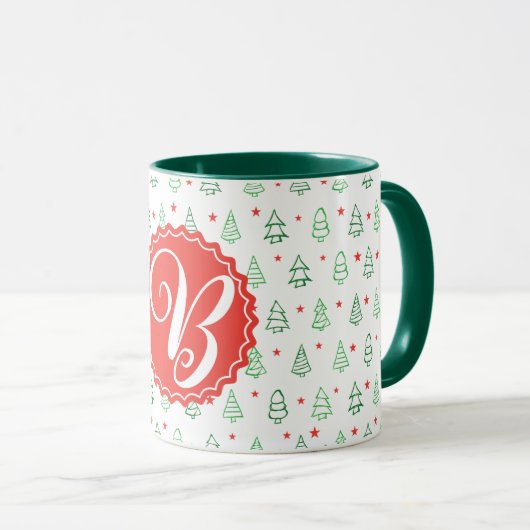Mug Arbre de Noël rouge et vert (Devant droit)