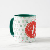 Mug Arbre de Noël rouge et vert (Devant gauche)