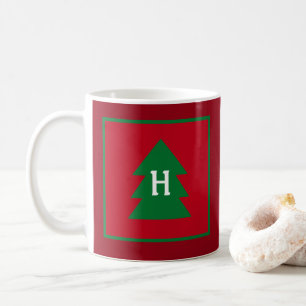Mug Arbre de Noël rouge foncé personnalisé Élégant ini