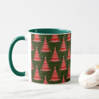 Mug Arbre de Noël Rouge Vert Motif Design