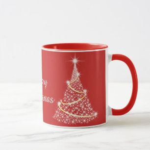 Mug Arbre de Noël scintillant or et blanc pour les fêt