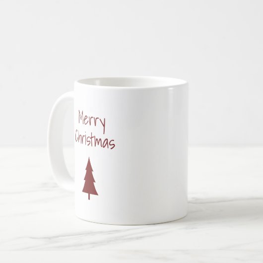 Mug Arbre de Noël Simples Typographie Rouge (Devant gauche)