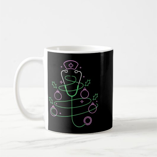 Mug Arbre de Noël Stethoscope Infirmière Noël (Gauche)