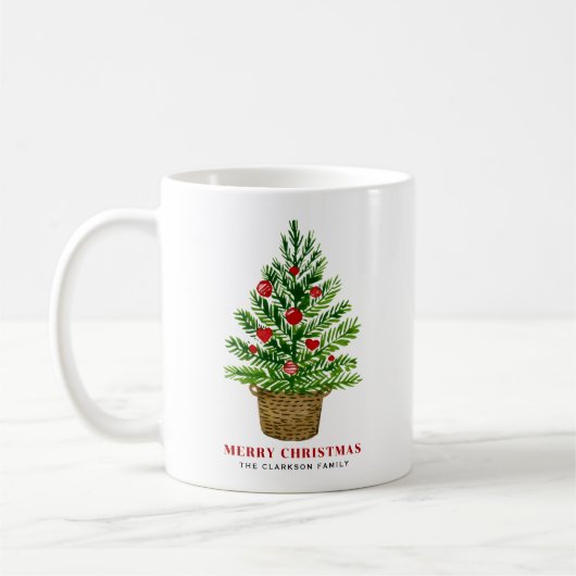 Mug Arbre de Noël sur un panier en osier Joyeux Noël (Gauche)