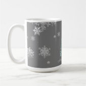 Mug Arbre de Noël turquoise et flocons de neige (Gauche)