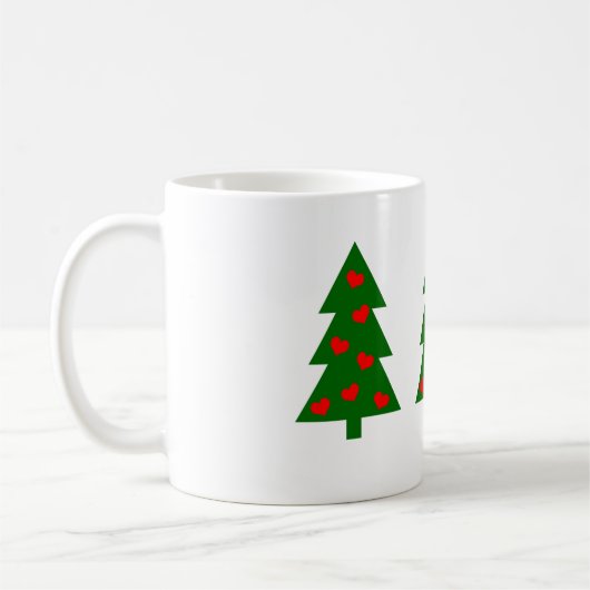 Mug Arbre de Noël vert aux Coeurs rouges (Gauche)