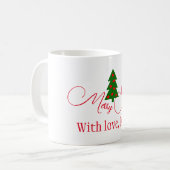 Mug Arbre de Noël vert aux Coeurs rouges (Devant gauche)