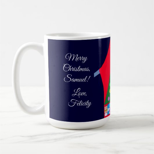 Mug Arbre de Noël vert avec Draps Bleus : (Gauche)