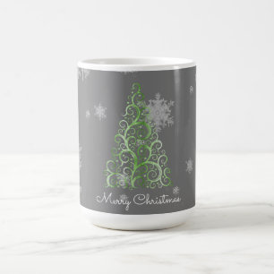 Mug Arbre de Noël vert et flocons de neige