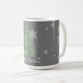 Mug Arbre de Noël vert et flocons de neige (Devant droit)