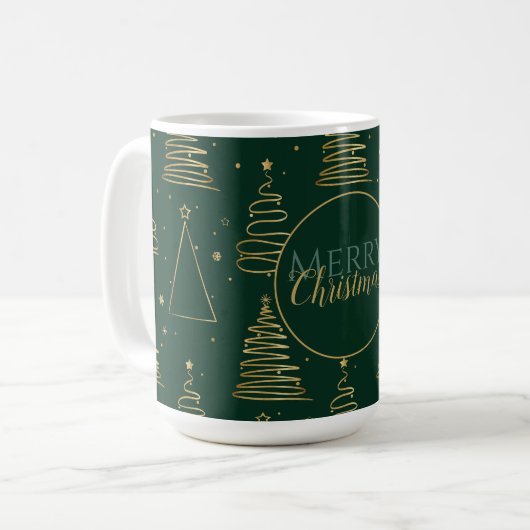 Mug Arbre de Noël vert minimal (Devant gauche)