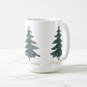 Mug Arbre de Noël vert Ornements Joyeux Noël (Devant droit)