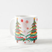 Mug Arbre de Noël Whimsical avec ornements et point (Devant gauche)