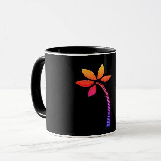 Mug Arbre de palmier arc-en-ciel avec arrière - plan b (Devant gauche)